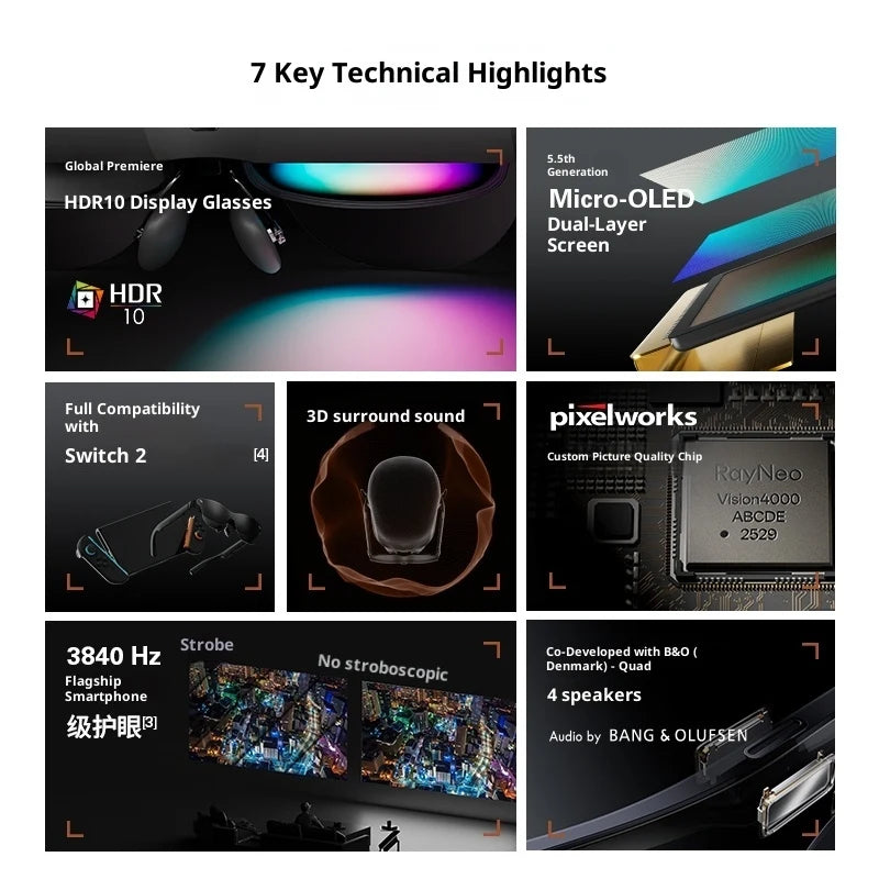 2025 NEW Rayneo Air 4 Pro Smart Glasses 3G Voice Control IPX-5 Waterproof 4K Video Capture Head-Mounted XR