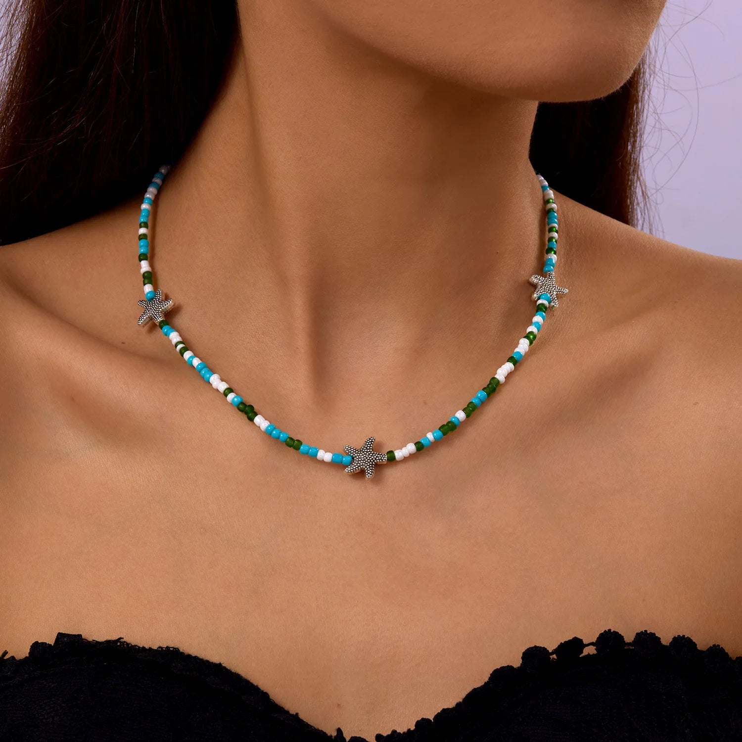 New Beach Style Seashell Necklace Beaded Choker Necklaces for Women Handmade Starfish Pendant Fashion Ocean Jewelry Чокер