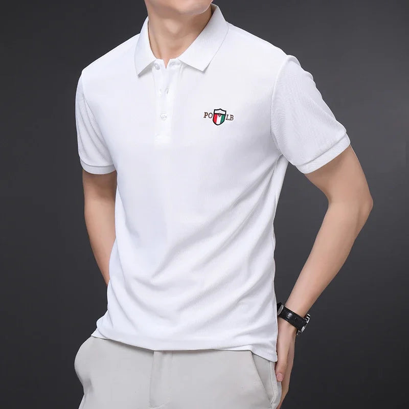 Men's Summer Embroidered Casual Fashion Short Sleeve POLO Shirt Comfortable Top