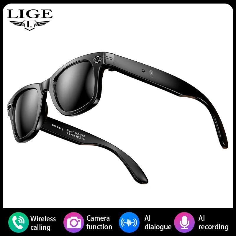 2025 Smart Glasses with Camera Headphone 100+Languages AI Translation Bluetooth Glasses Travel Meeting Sunglasses for Man Women