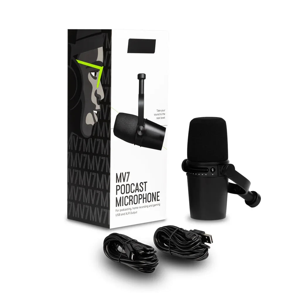 USB Full Metal USB/XLR MV7 Dynamic MIC for Professional Recording Live Streaming Built-in Headphones FOR PC SM7B Microphone