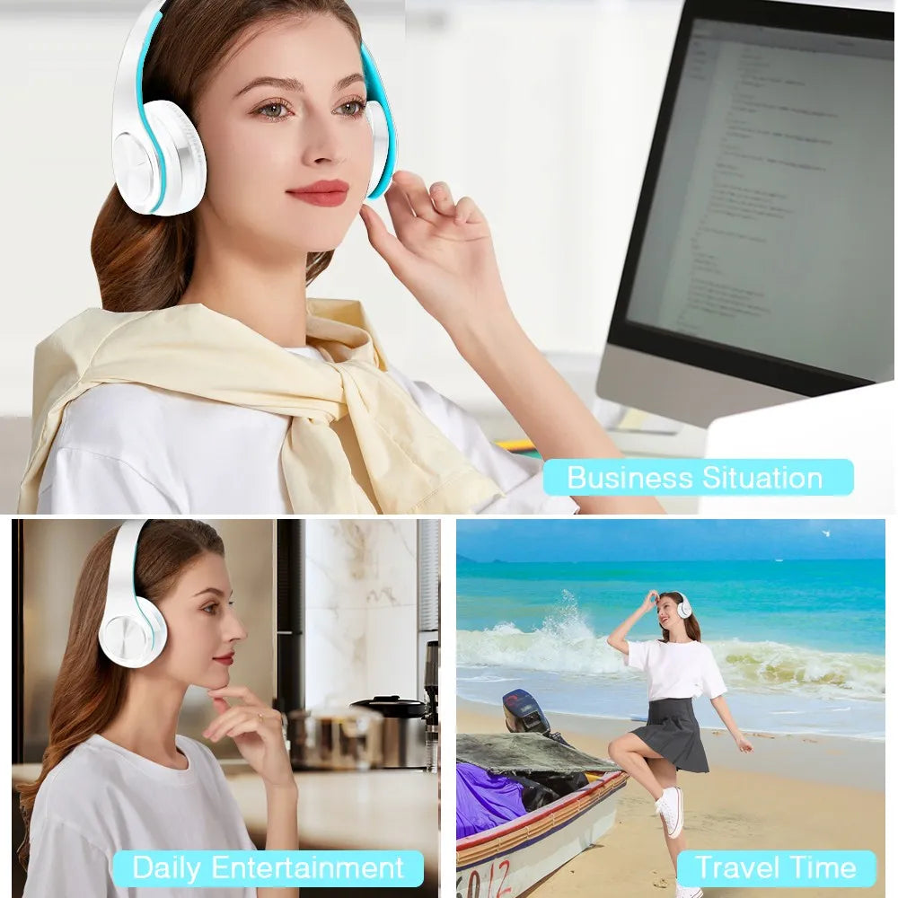 2025 Colorfuls Music Earphones Wireless Stereo Headphones Bluetooth Headset with Mic Support TF Card Phone Calls