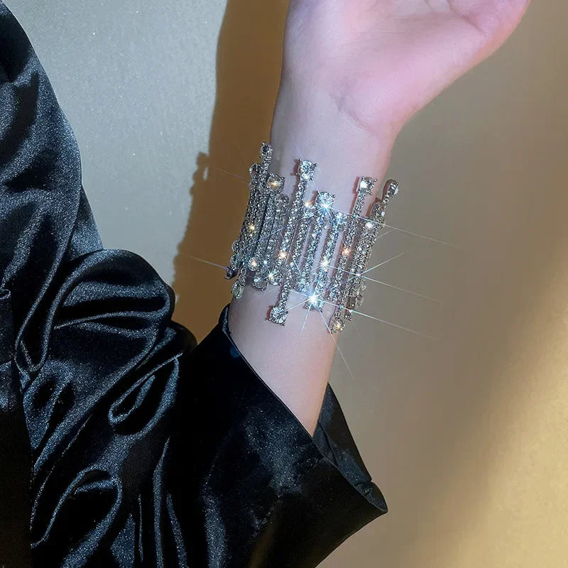 FYUAN Fashion Geometric Zircon Crystal Bracelet For Women Adjustable Elasticity Bracelets Party Jewelry Gifts