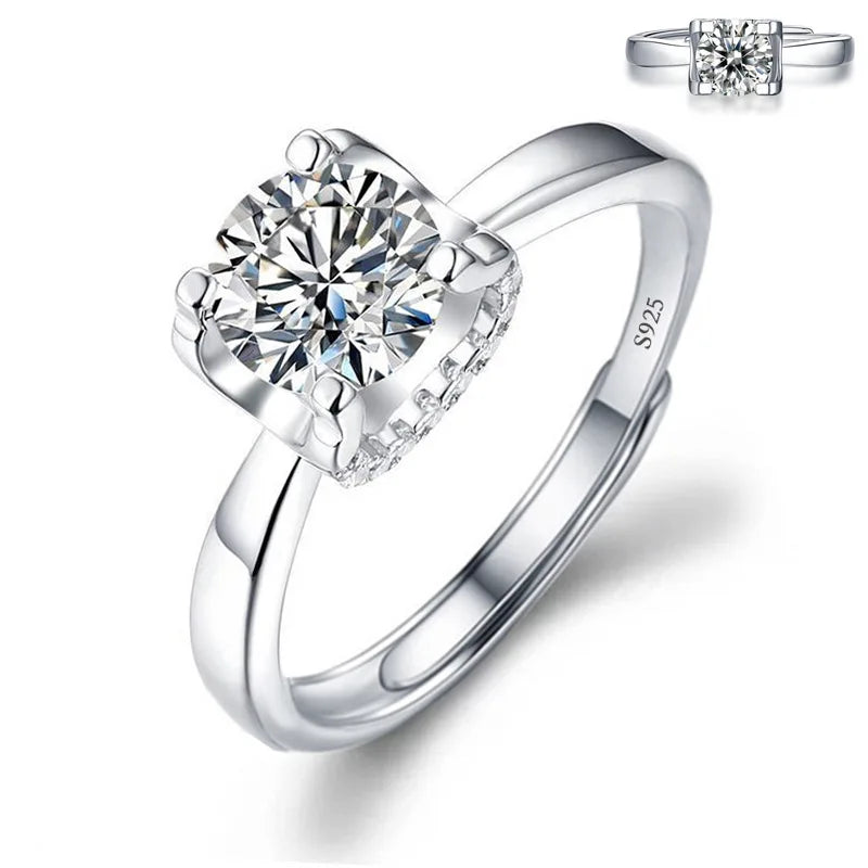Never Fade Luxury Classic 18K White Gold Color Ring Solitaire 2 Carat Zirconia Diamant Wedding Band Women Jewelry Accessories