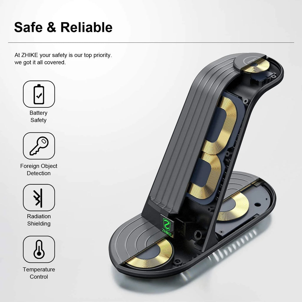 Wireless Charger, ZHIKE 4 in 1 20W Wireless Charging Station Compatible with Galaxy Phone/Watch/Buds.