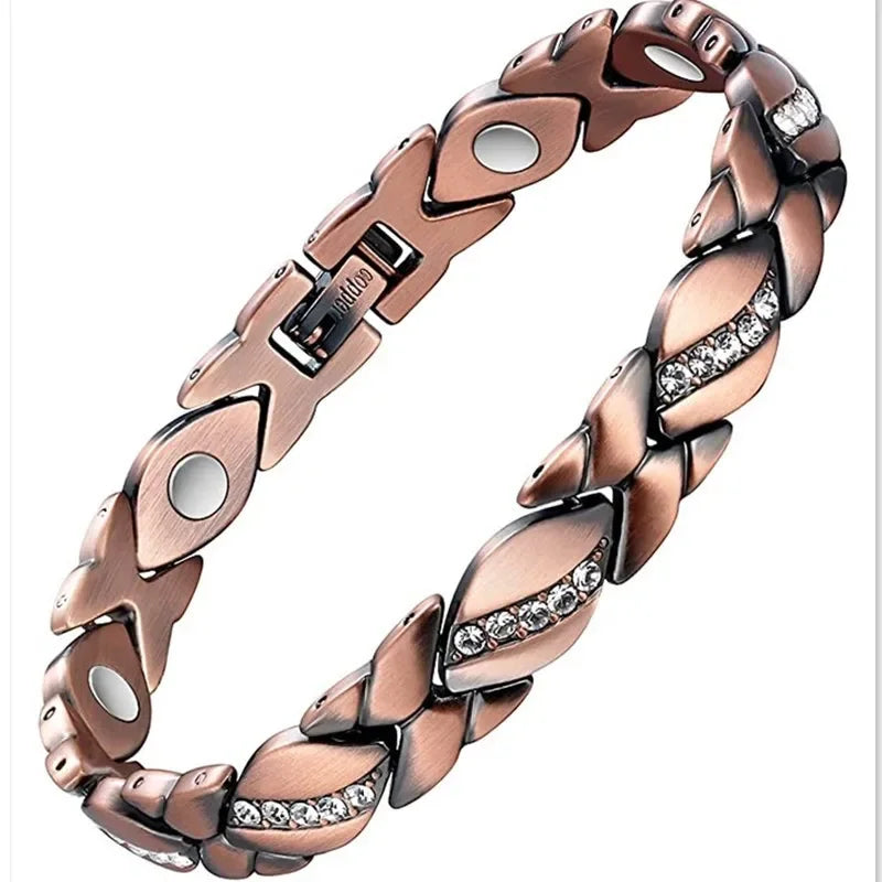 Retro Copper Color Magnetic Bracelet Men's Arthritis Pain Relief Adjustable Bio-Energy Blood Pressure Bracelet Healthy Jewelry
