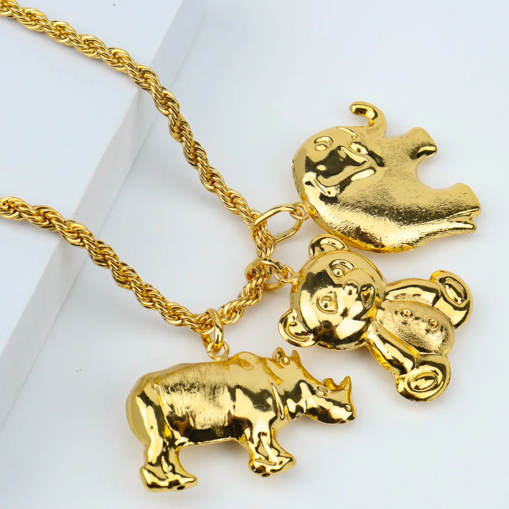 Fashion Necklace For Women Men Dubai Gold Color Jewelry Sets Couple Gift Daily Wear Party Holiday Jewelry Parent Child Set