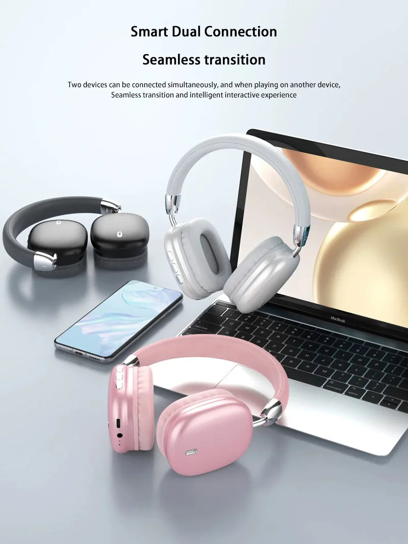 Wireless Bluetooth Headset HiFi Stereo Subwoofer Noise Cancellation Headphones Foldable Lightweight Earphones Durable Battery