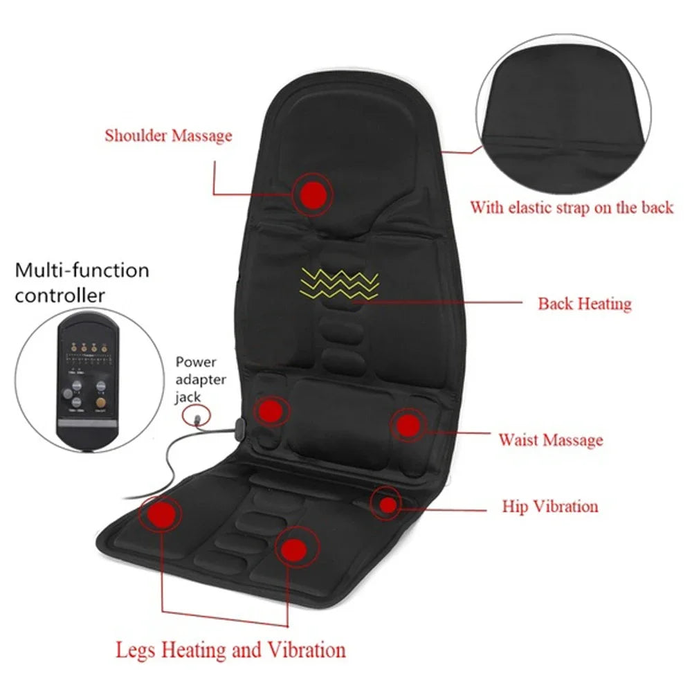 NEW Car Chair Body Massage Heat Mat Car Seat Cover Cushion Neck Pain Lumbar Support Pad Back Massager With Remote Controls
