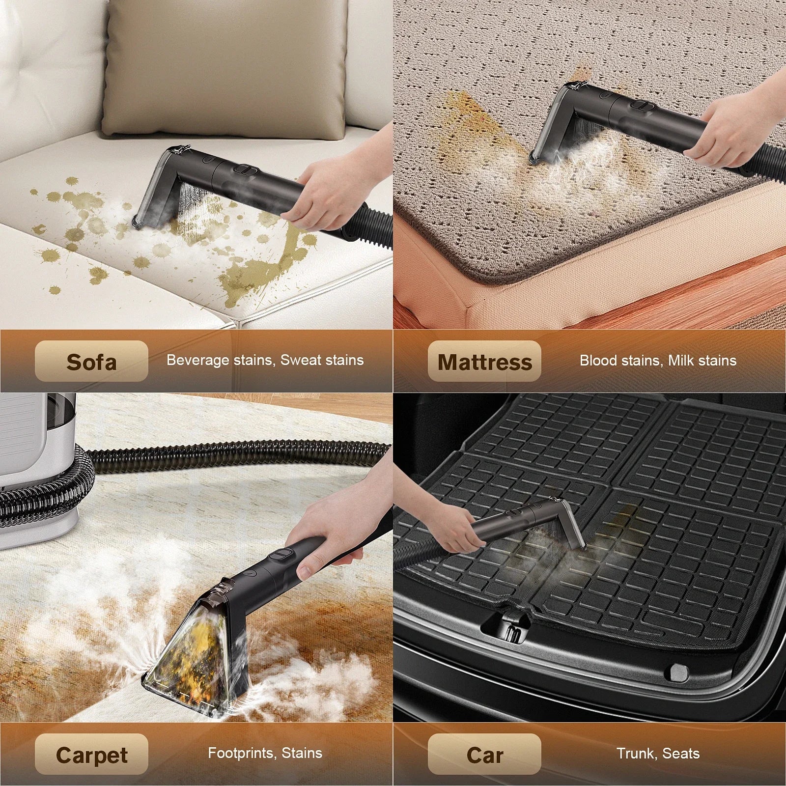 Steam stain cleaner 15kpa 1650w vacuum cleaner spray suction all-in-one handheld cleaning carpet cleaning machine