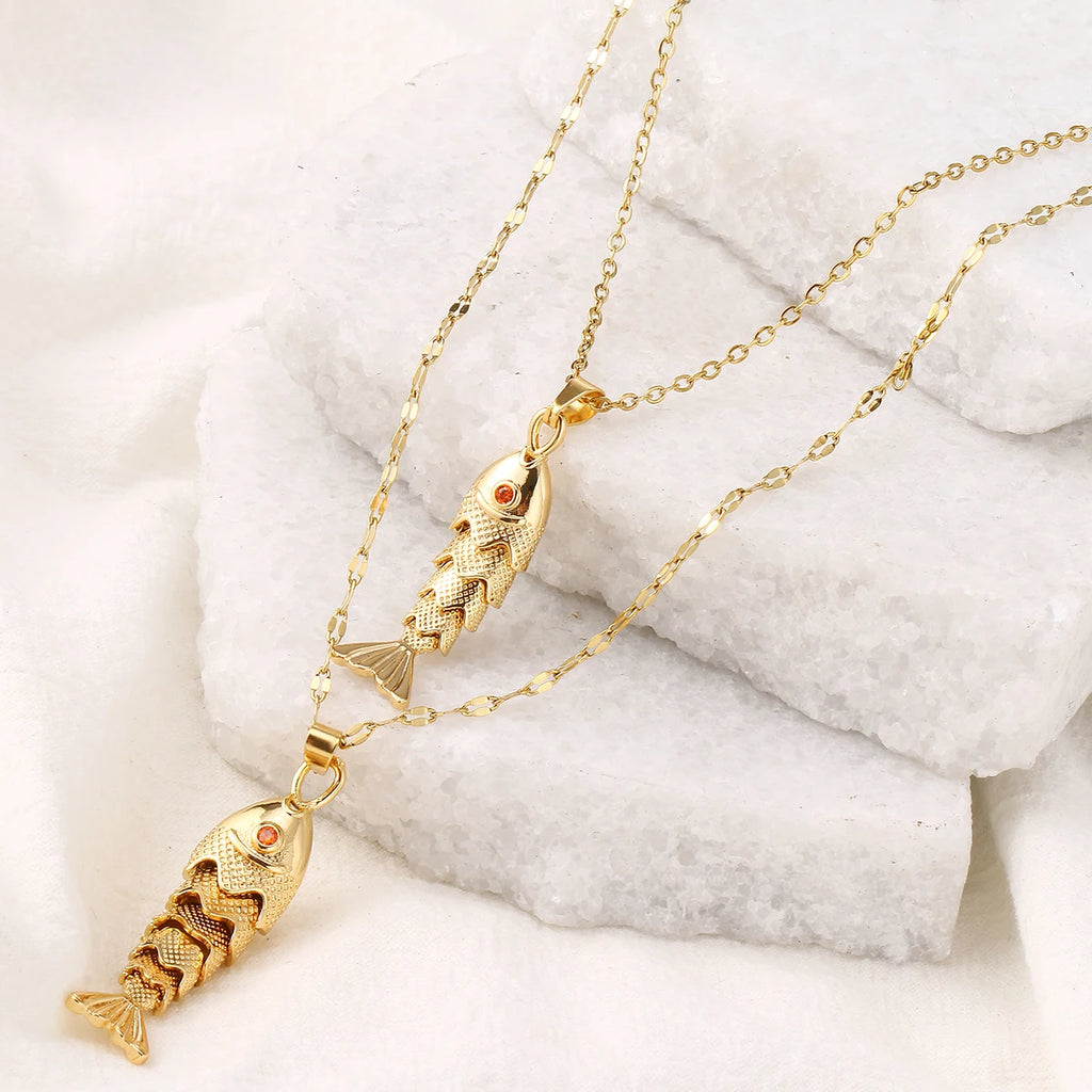 Fashionable Elegant Fish Necklace for Women Cute Dynamic Design European American Style Jewelry Gift