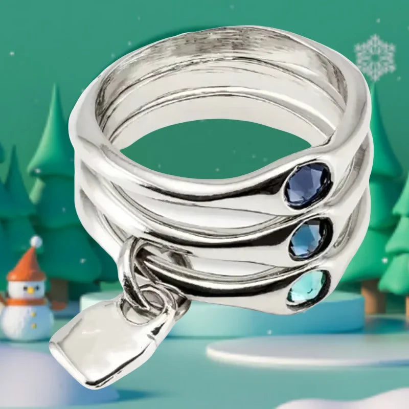 2025  European and American Style French Romantic Multi-level Layered Crystal Silver Ring for Women's Jewelry