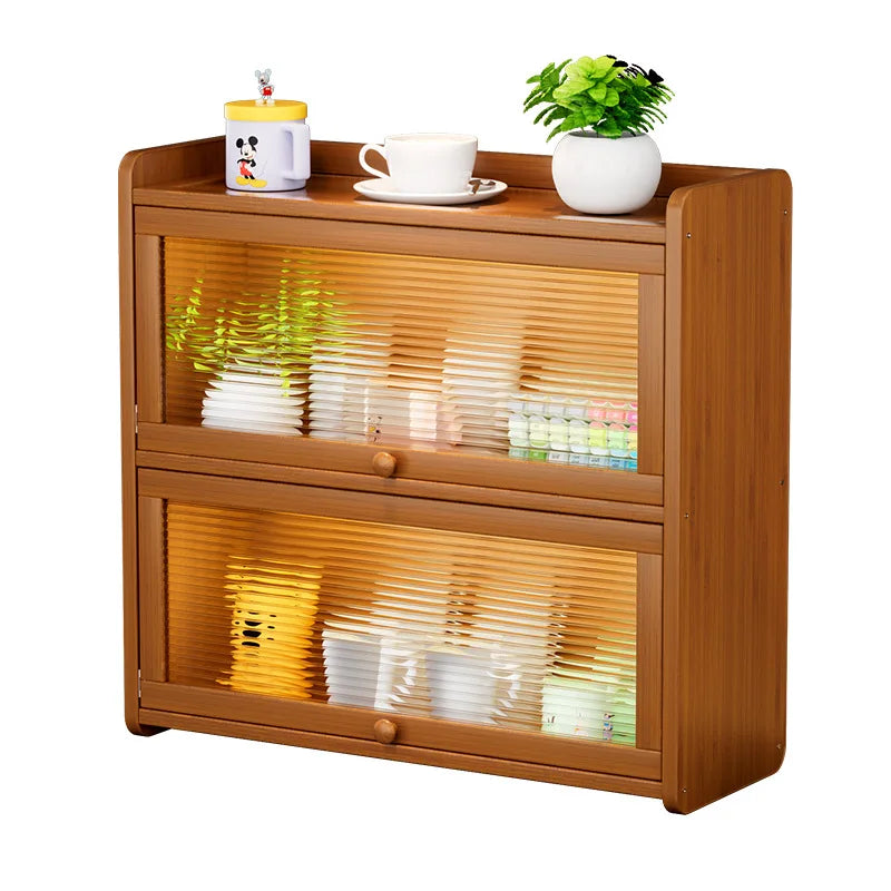 Kitchen countertop seasoning rack storage shelf, product sorting rack, layered multifunctional storage cabinet, dust-proof cabin