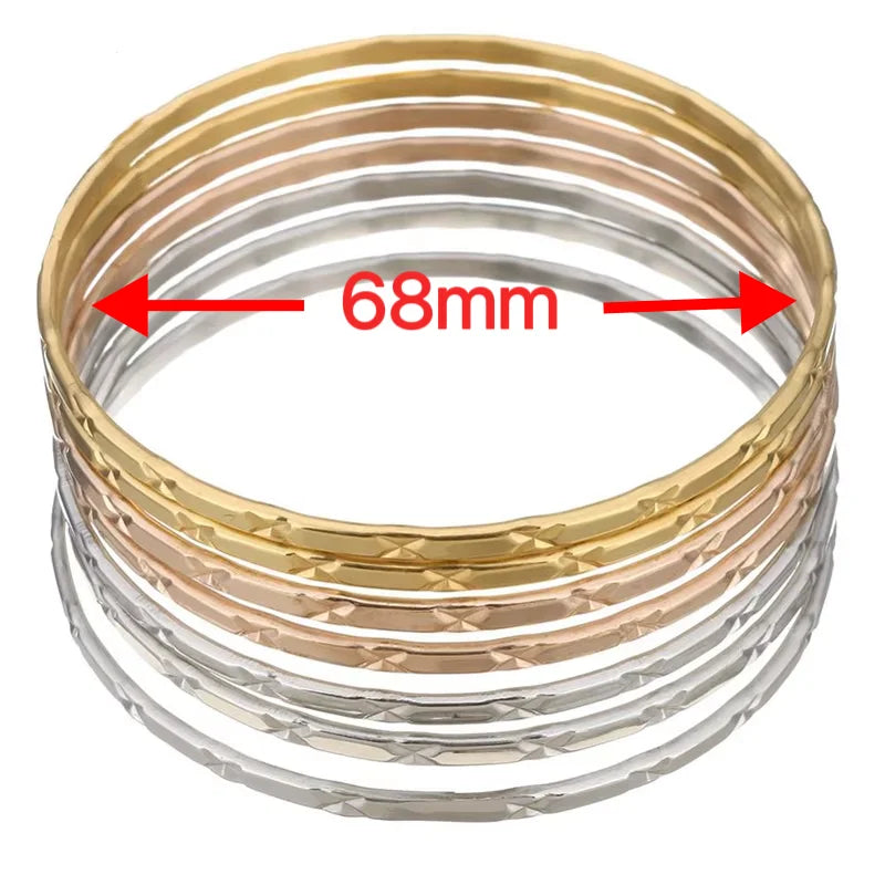 7PCs/Set New Fashion Roman style Stainless Steel Bangle gold color Lover Charm Bracelet for Women Brand Gold Wide Cuff Bangle