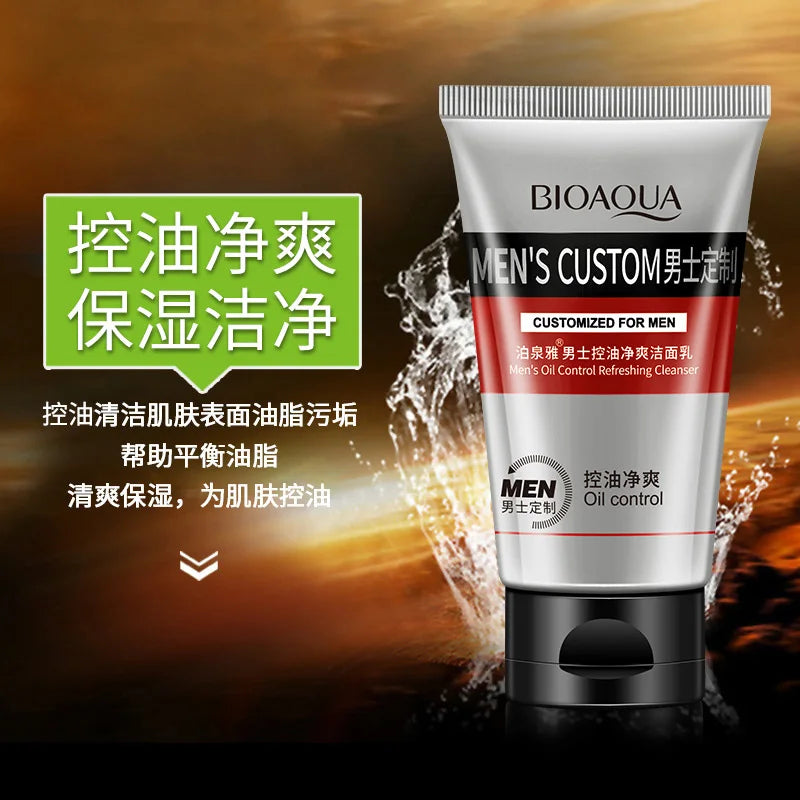 BIOAQUA Face Care Men Deep Cleansing Skin Care Facial Cleanser Moisturizing Whitening Acne Blackhead Exfoliating Cleanser