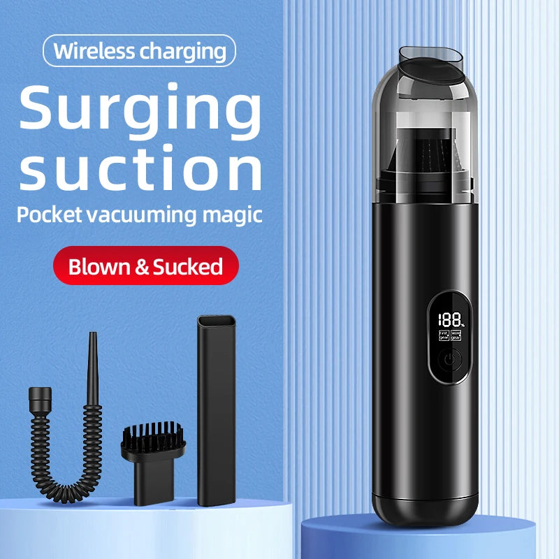 Car Vacuum Cleaner, Portable Cordless Handheld with 14000Pa Strong Suction - 2-in-1 Vacuum and Blower for Car, Home, Pet Hair, O