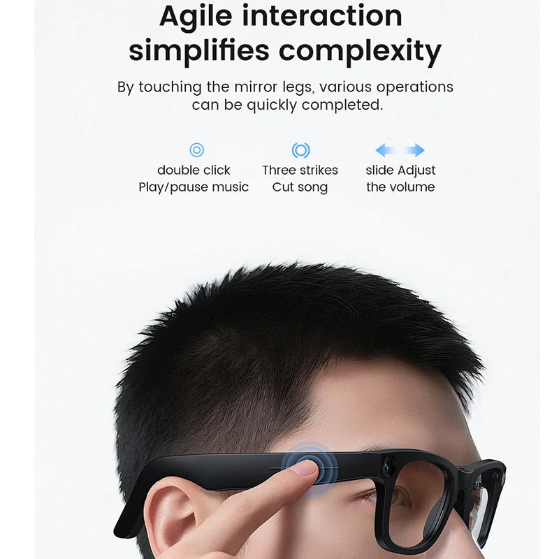 2025 New Smart Glasses 800W HD Camera Anti Shake 1080P HD Video Recording Translation Touch Al Voice Wireless Call Smart Glasses