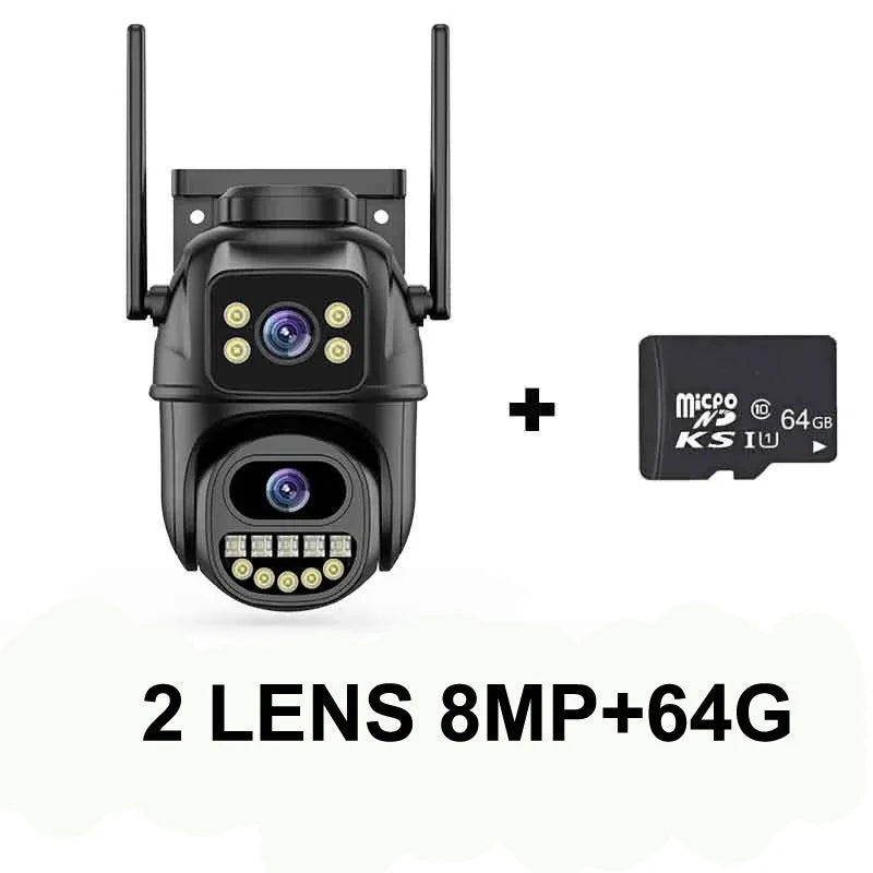 6K 12MP ICSEE Wifi Security Camera 3 Lens Dual Screen 8X Zoom Outdoor Waterproof Color Night Vision IP66 Surveillance Camera