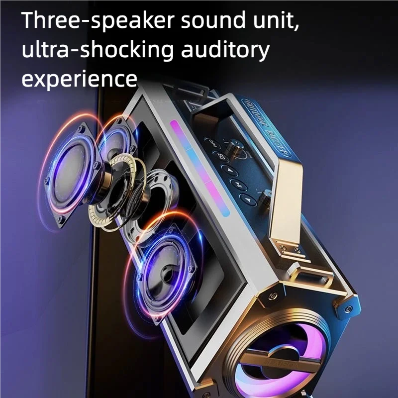 200W Powerful Voice Amplifier with 2 Wireless Microphones, Big Pro Sound Speaker,  Karaoke Machine Support BT/USB/TF Card/Aux