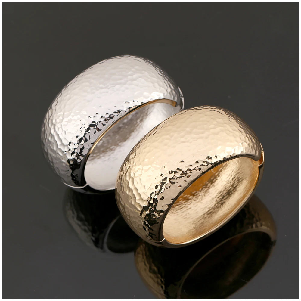 New Costume Fashion Bracelet Statement Bangle for Women Gold Plated Round Metal Opened Cuff Bangles Drop-shipping Jewelry