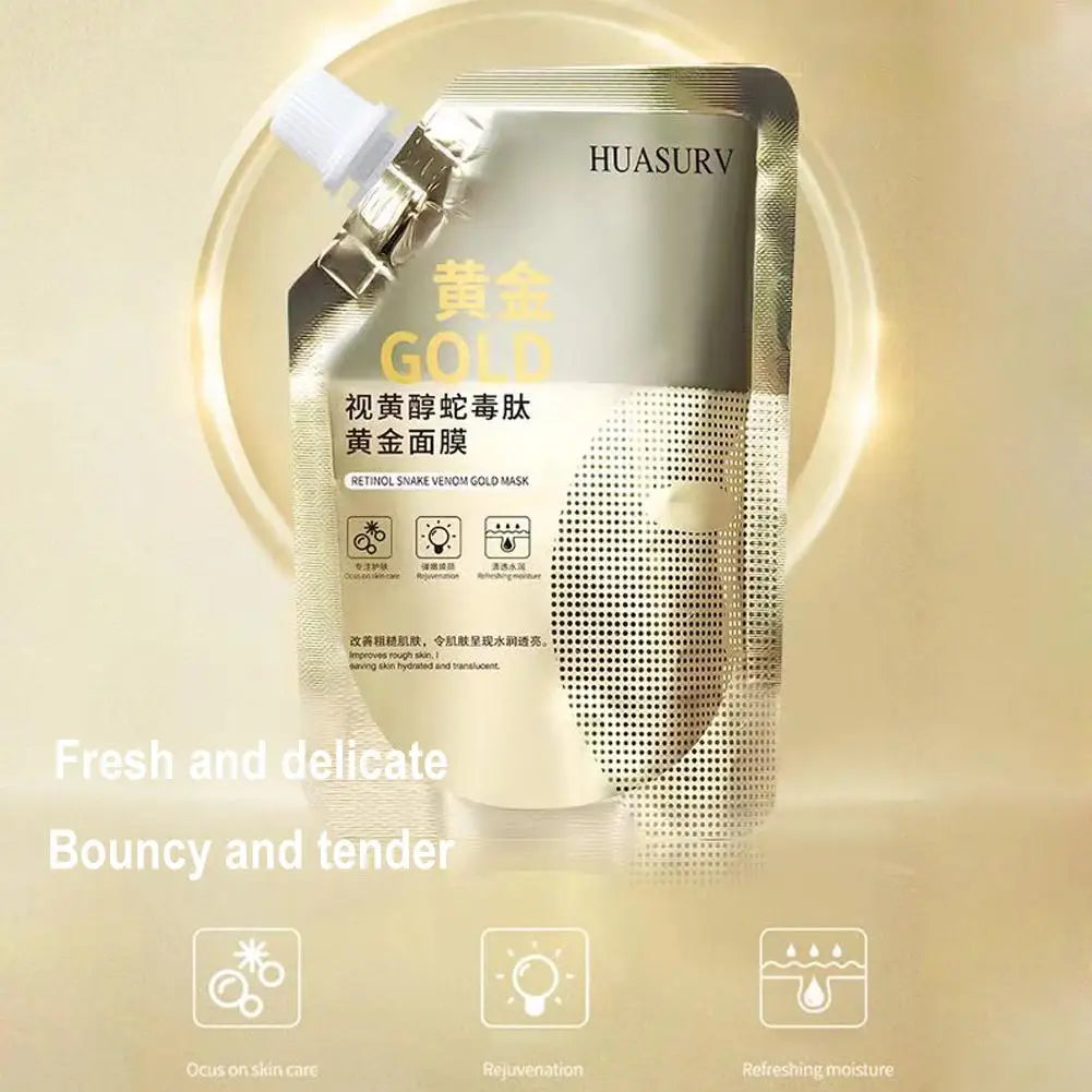 Retinol Gold Mask Snake Peptide Golden Facial Mask Apply Tear Off Mud Film Moisturizing Skin Care 100ml
