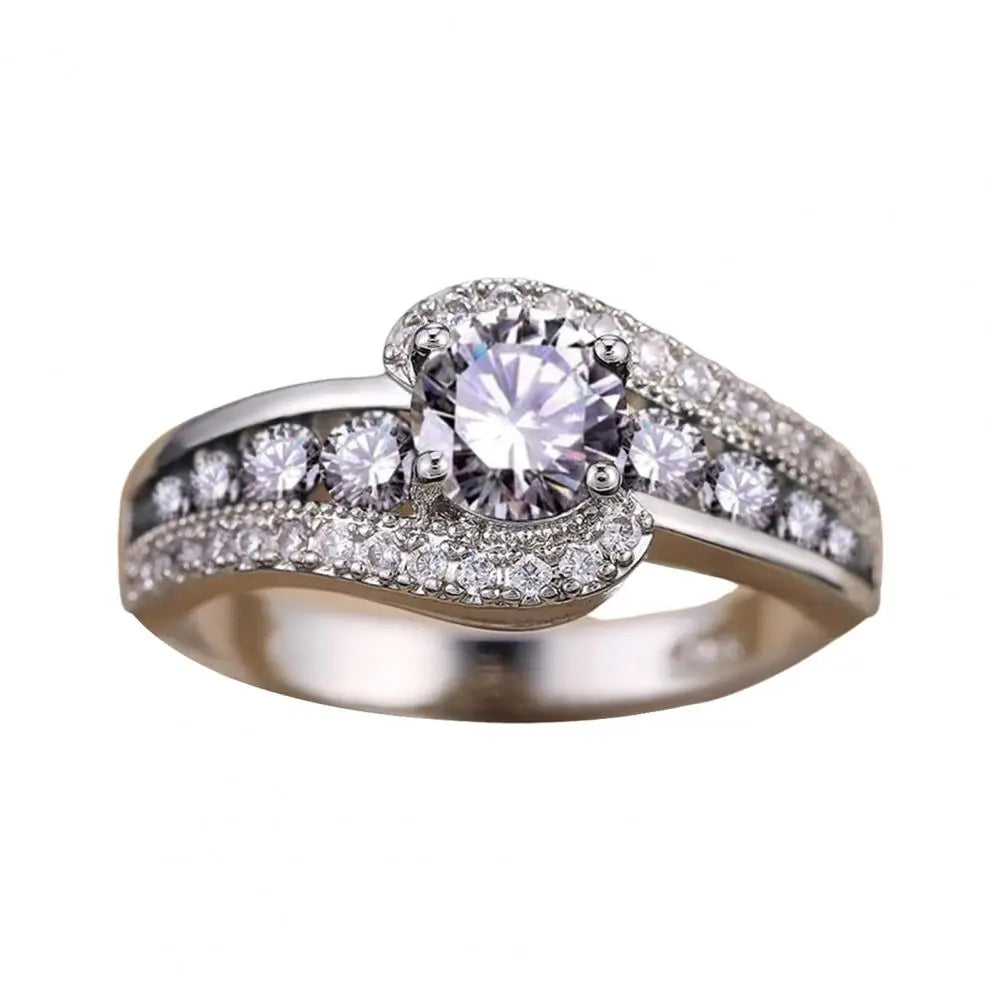 Cubic Zirconia Finger Ring Wedding Black Transparent Irregular Geometry Finger Band Polished Party Couple's Ring Jewelry gift