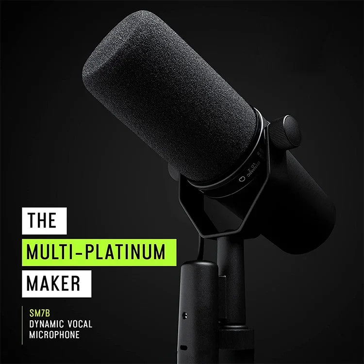 SM7B Professional Cardioid Dynamic Microphone Sm7b Selectable Frequency Response Mic for Live Recording Podcasting Brocasting