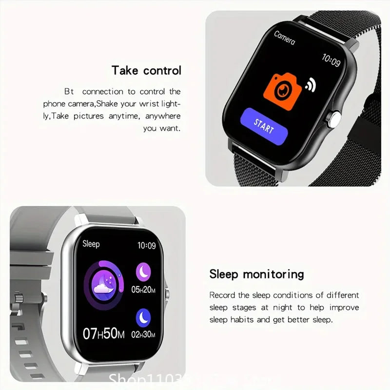 1.83'' Sports Smart Watch Fitness Clock Health Monitor Waterproof Smartwatch Wireless Call Watches for Men Women IOS Xiaomi 2024