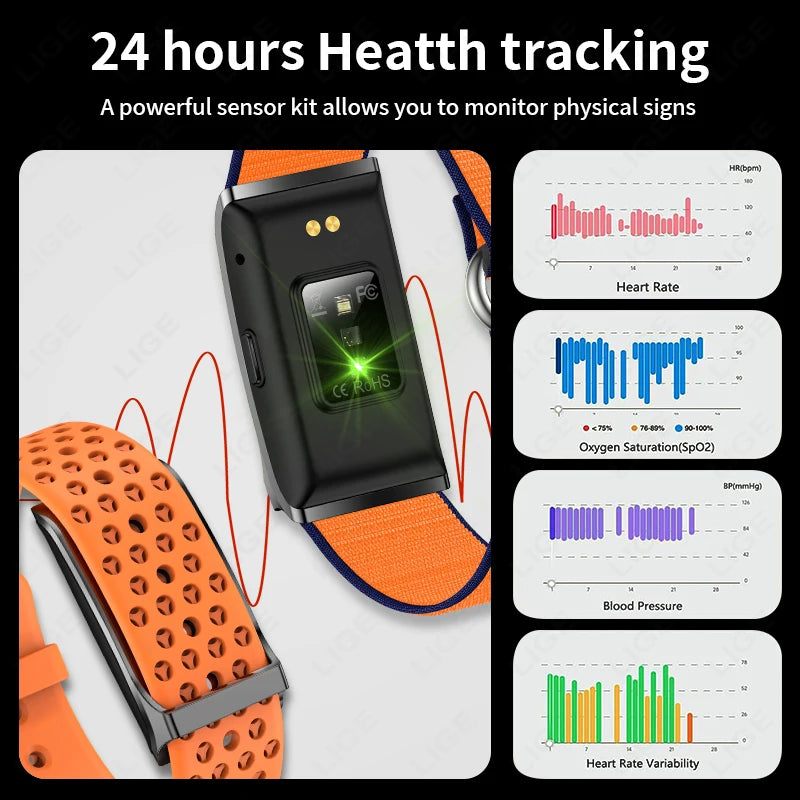 LIGE Smart Watch Men Sports Smart Bracelet Fitness Band Heart Rate Blood Pressure Monitor Waterproof Multifunction Watches Women
