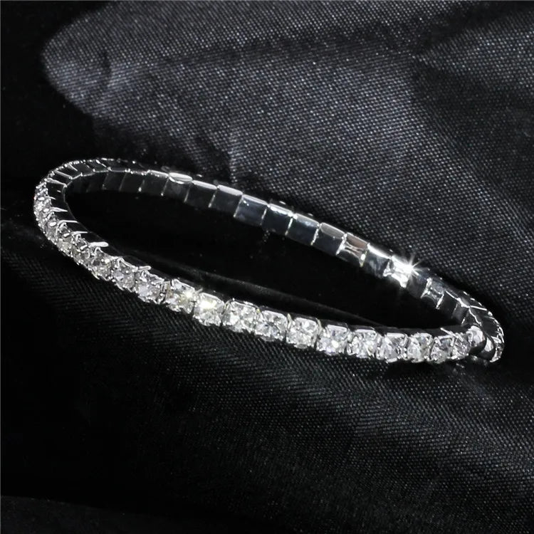 Wedding Bridal Jewelry 1-10 Row Cuff CZ Rhinestone Crystal Stretch Strand Bracelet Bangle Dropshipping
