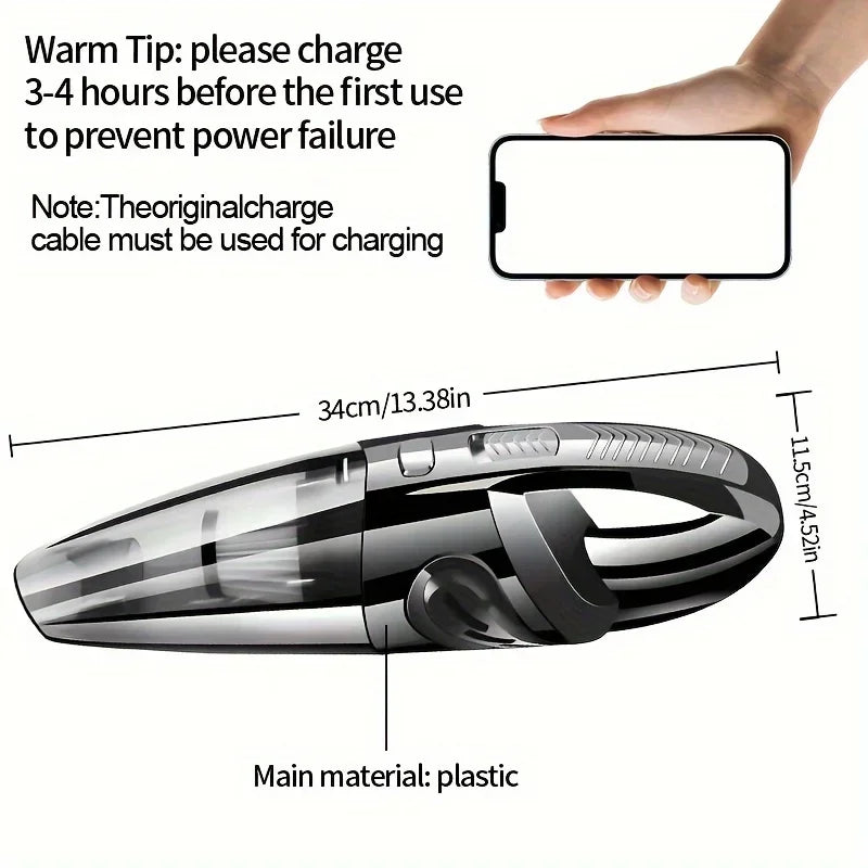 Car Cordless Vacuum Cleaner - High-Capacity Portable for Car Cleaning with Upgraded Aluminum Blade Suction Port, Powerful Motor