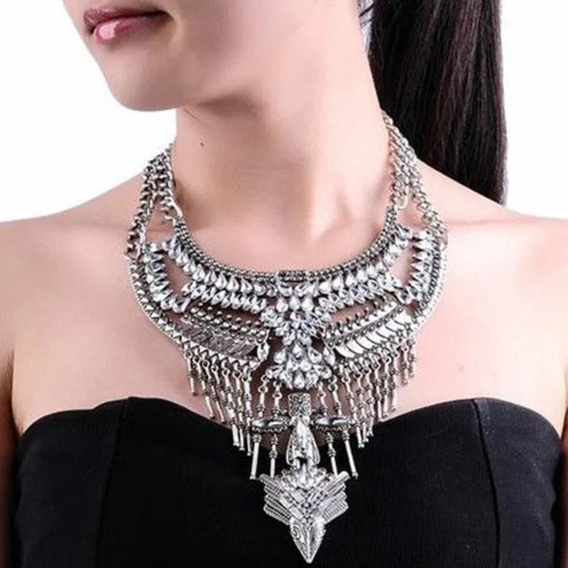 2025 New Fashion Vintage Indian Statement Necklace Women Jewelry Maxi Long Big Chunky Boho Ethnic Large Collar Choker Necklace