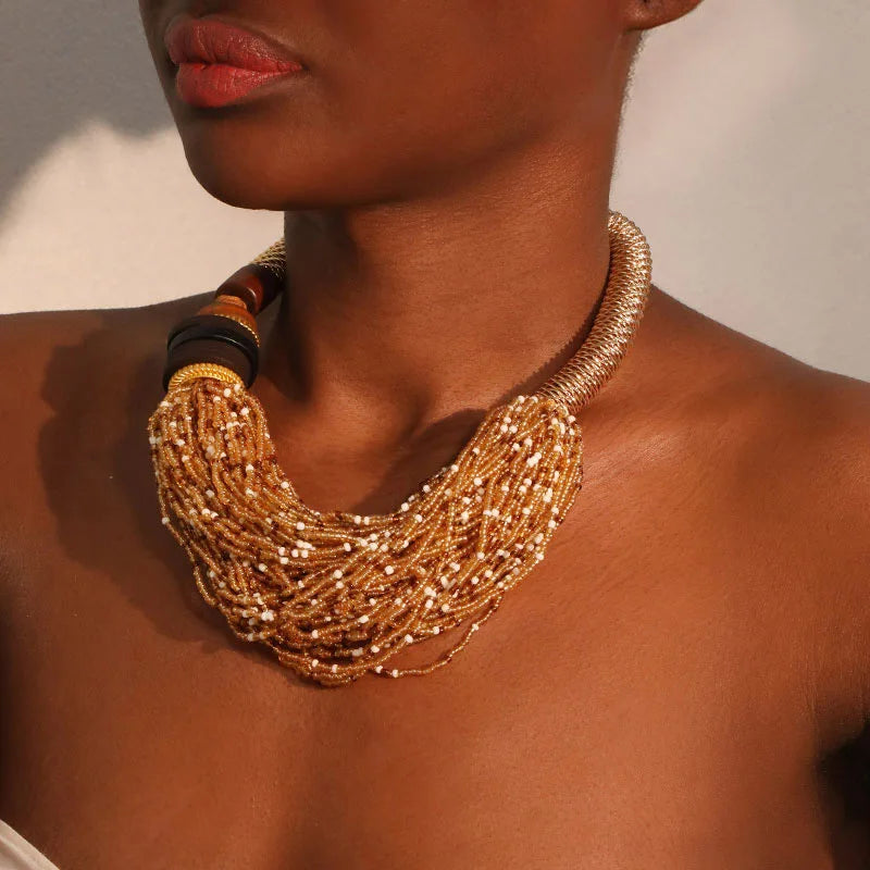 New Fashion Bohemian Statement Necklace Handmade for Women Girl Trendy Beach Party Jewelry