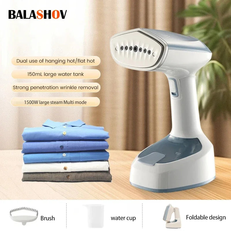 Foldable Ironing Machine 1500W Fast-Heat Garment Steamer Household Electric Fabric Steamer for Home Travel Handheld Steam Iron