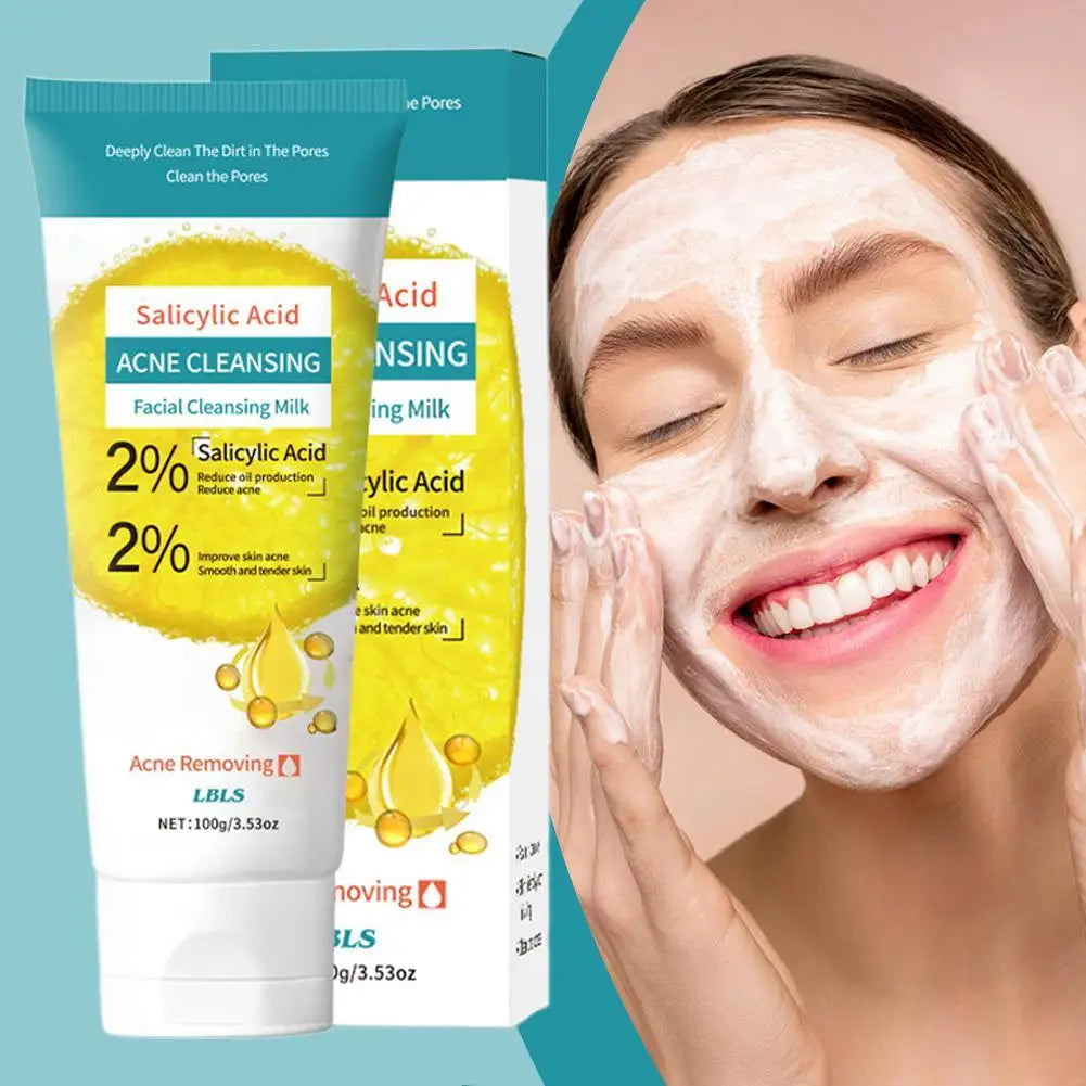100g Salicylic Acid Facial Cleanser Face Wash Foam Products Moisturizing Cleanser Skin Hydrating Facial Face Care Cleansing D6B0