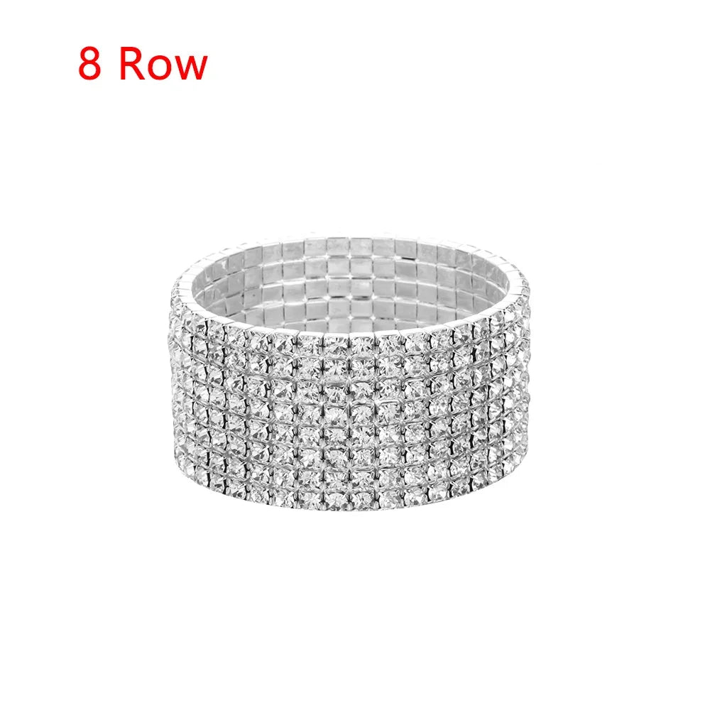 Shiny Woman Bracelet Crystal Rhinestone Stretch Bracelet Bangle Wristband Elastic Wedding Bridal Jewelry Fashion Jewelry