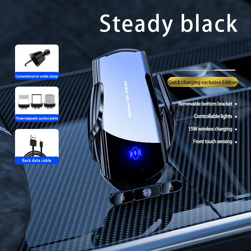 Car Phone Holder Wireless Charger For iPhone 12 13 14 15 Pro Max Sucker For Windshield Dashboard Air Vent Fast Charging Station