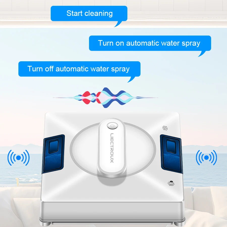 Robot Window Cleaner LIECTROUX YW509,4-Way Water Spray,Home Wall Glass Window Robot Vacuum Cleaner,Updated Laser,Smart Memory