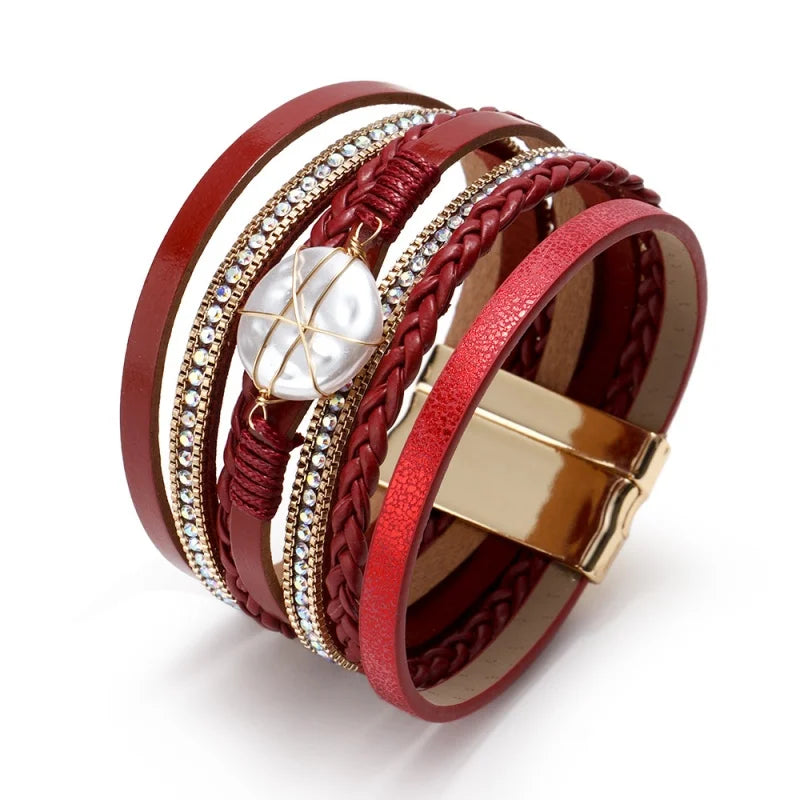 2025 Fashion  New Bracelet Woven Natural Shell Baroque  Imitation Pearl Women's Bracelet Jewelry