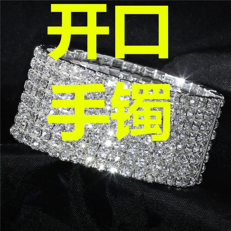 Wedding Bridal Jewelry 1-10 Row Cuff CZ Rhinestone Crystal Stretch Strand Bracelet Bangle Dropshipping