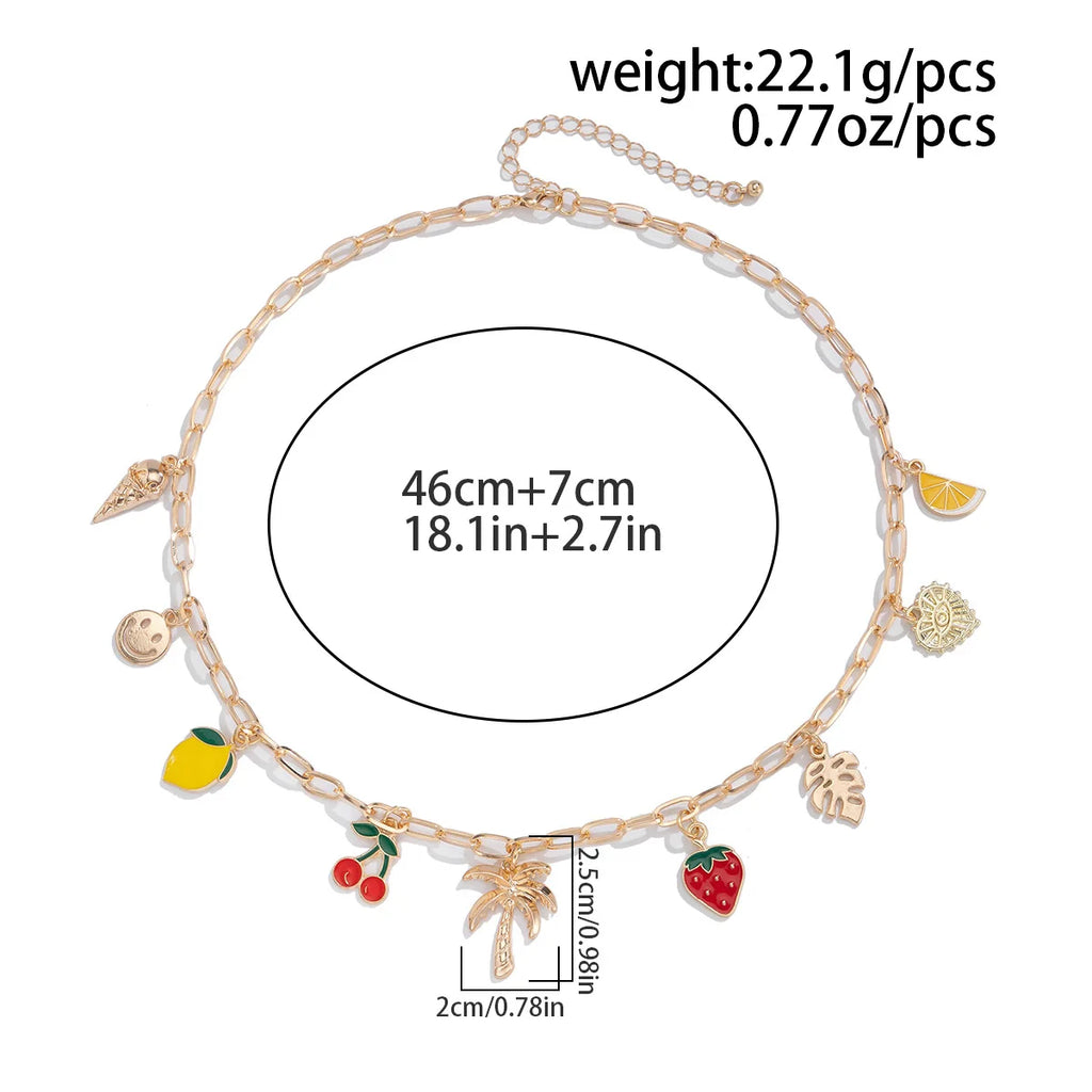 New Fashion Charm Necklace For Women Sunflower Cherry Shell Starfish Pendant Cross Ocean Beach Jewelry Gifts