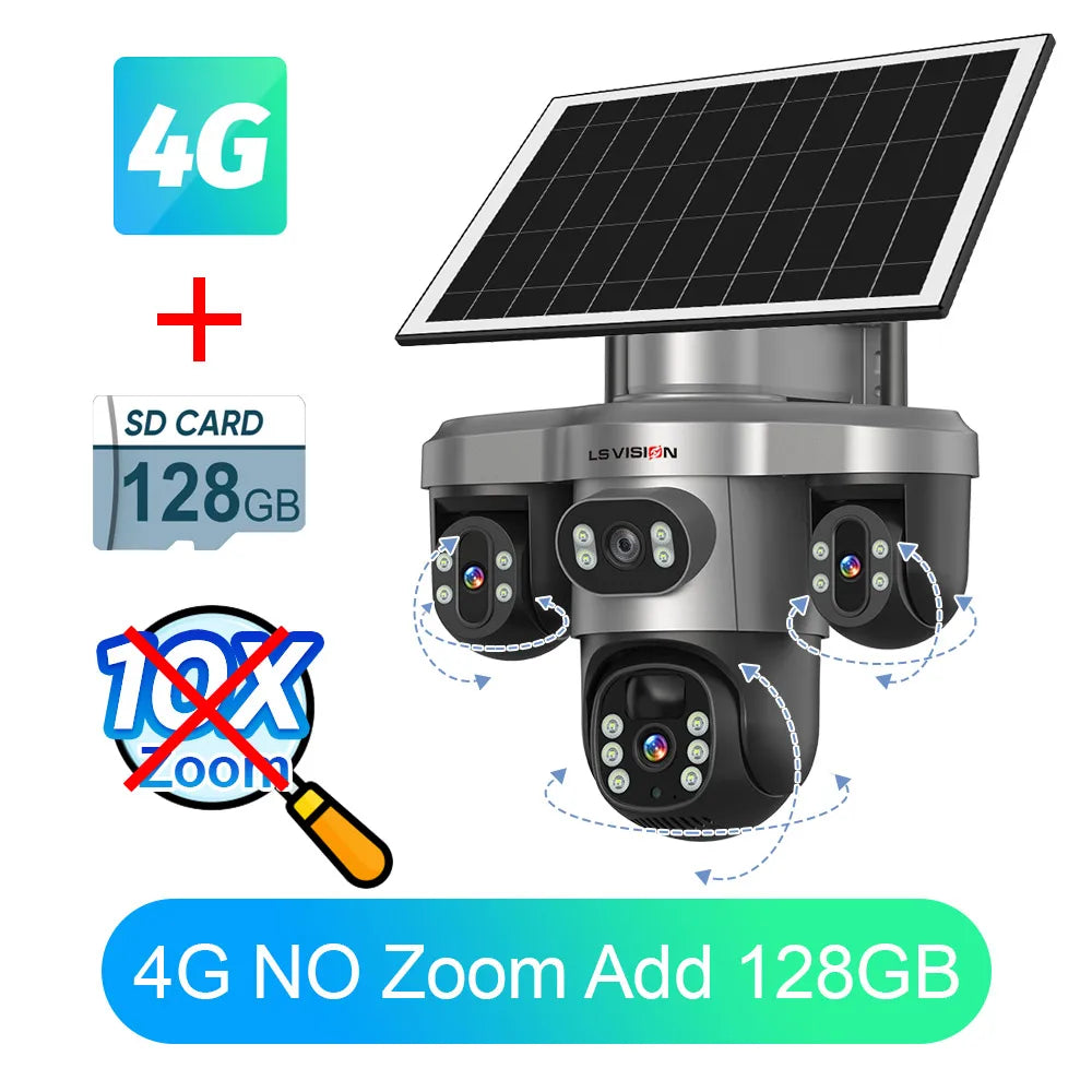 LS VISION 10X Optical Zoom Three Screens Outdoor Surveillance Camera 4g Security Wifi 3 PTZ LENS Cctv Automatic Tracking V380