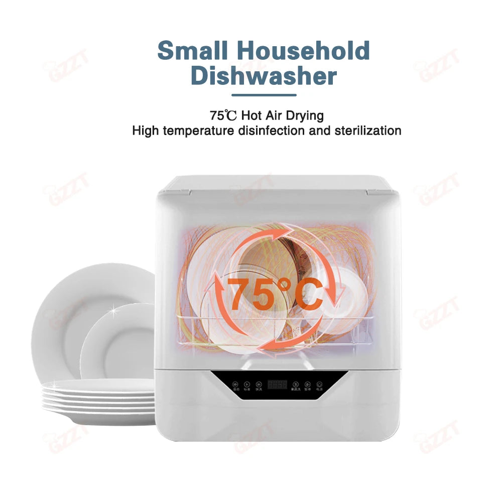 GZZT DW-T1 Small Household Dishwasher Flume Embedded Desktop Mini Intelligent Dishwasher Dish Washer Machine With Drying