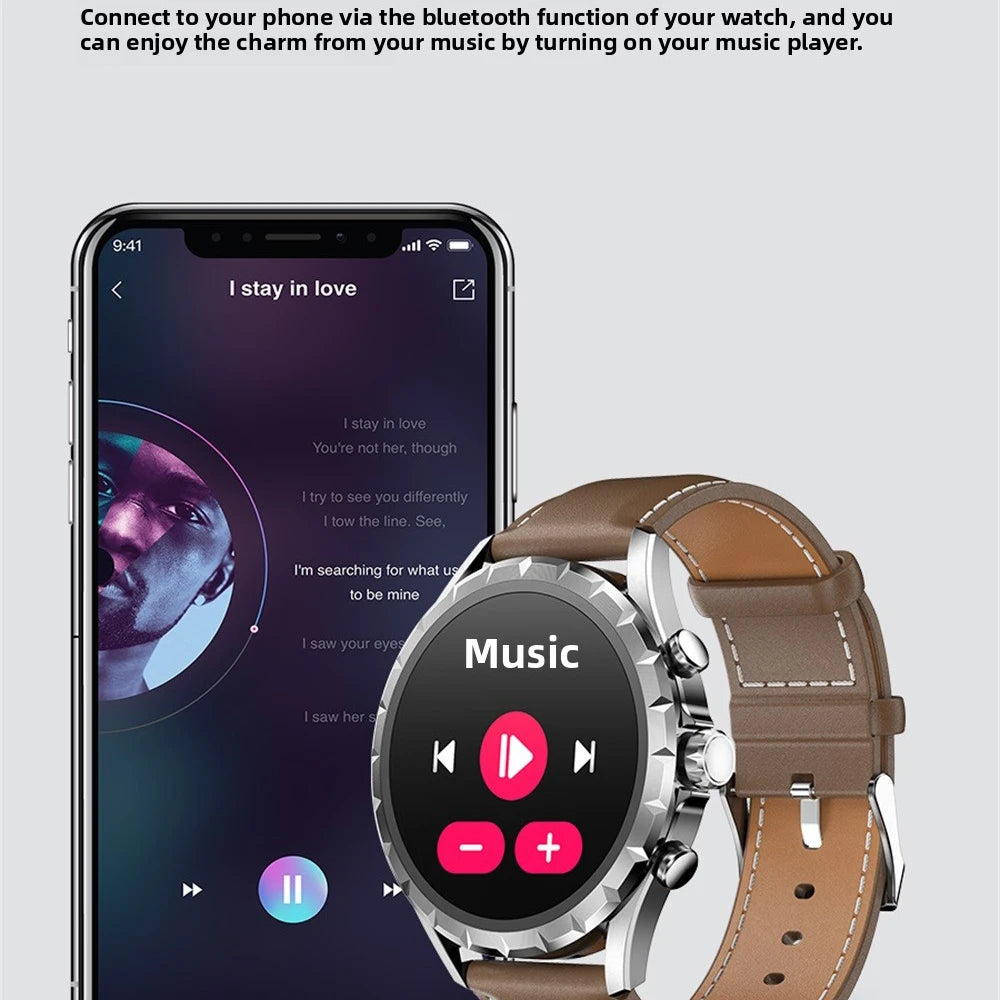 Smart Watches 1.45" Men Outdoor Sports Blue Tooth Call Heart Rate Health Smartwatch Waterproof NFC Music Information Reminder