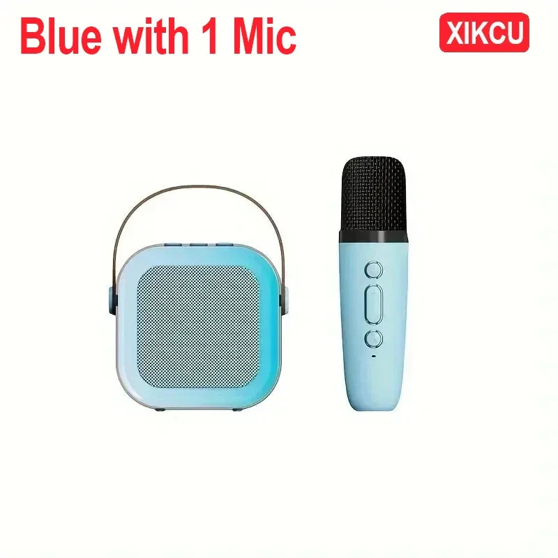 XIKCU Portable Bluetooth 5.3 Speaker Karaoke Machine PA System with 2 Wireless Microphones Home Family Singing Children's Gifts