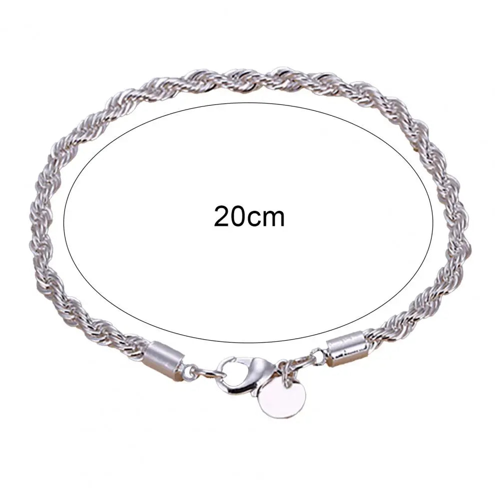 Elegant Men Women Bracelet Silver Plated Twisted Chain Bracelet Bangle Jewelry Party Fashion Gift