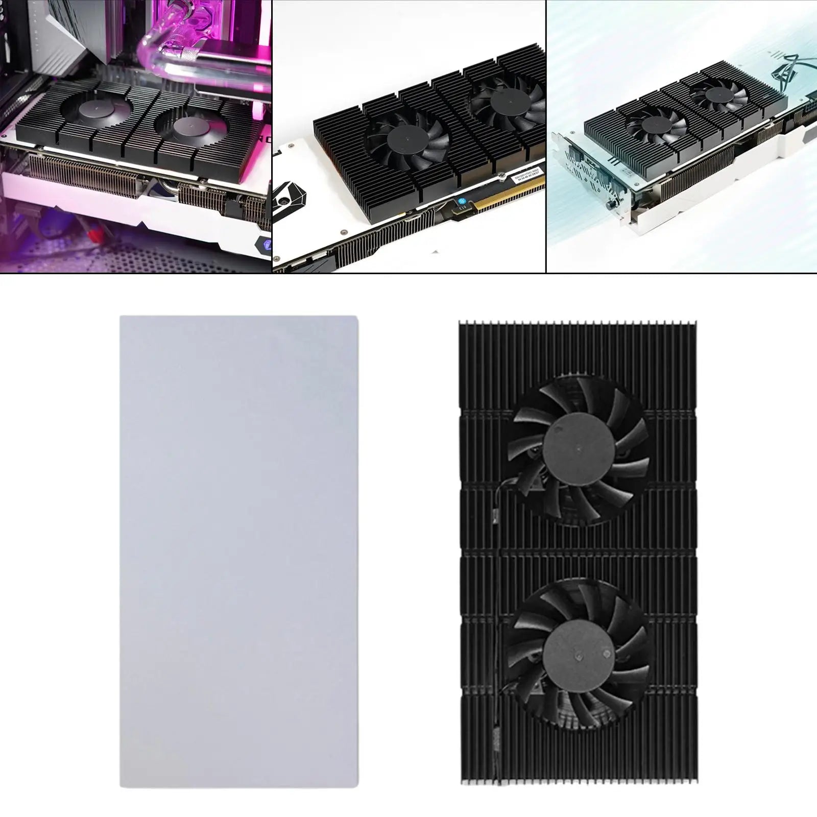 Graphic Card Backplane Cooler, GPU Backplate Radiator Memory Cooling Fans Heatsink for RTX 3080 3070