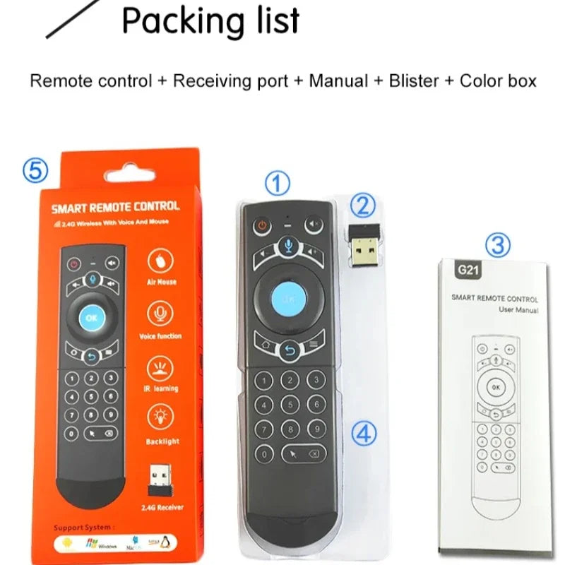 2.4G Wireless Keyboard Air Mouse G21 PRO Voice Remote Control with IR Learning Gyros for Android TV Box H96 MAX X3 Pro