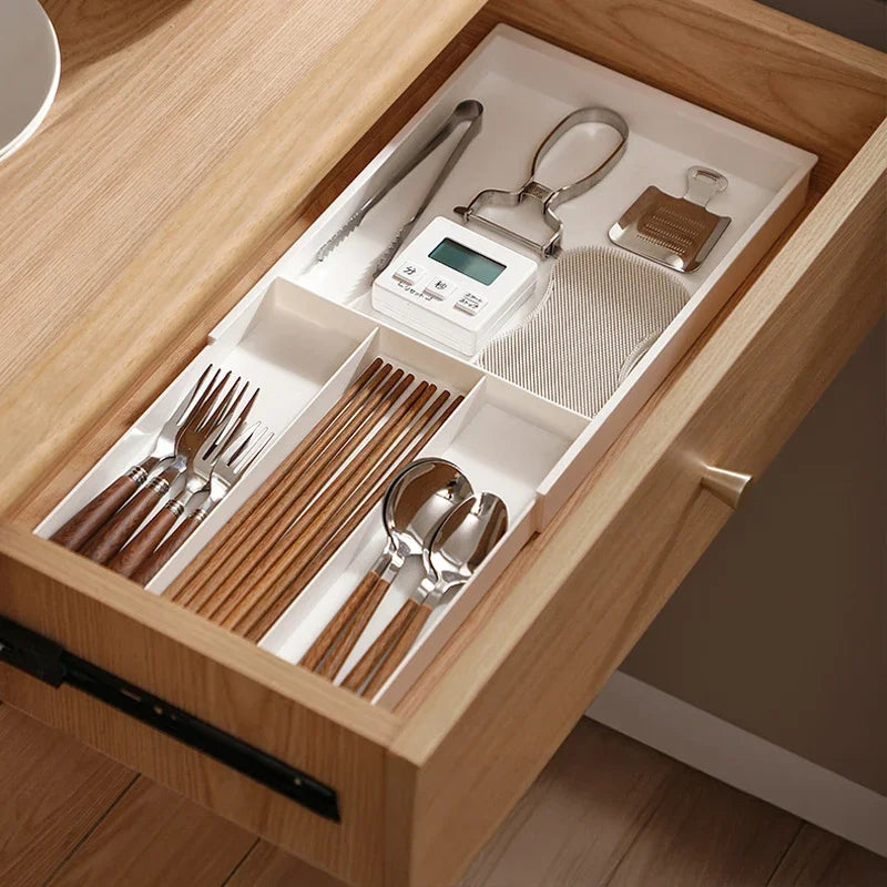 Kitchen Cabinet Stretchable Drawer Organizer Multifunctional Kitchen Utensils Storage Tray Kitchenware Classified Organizer Tray