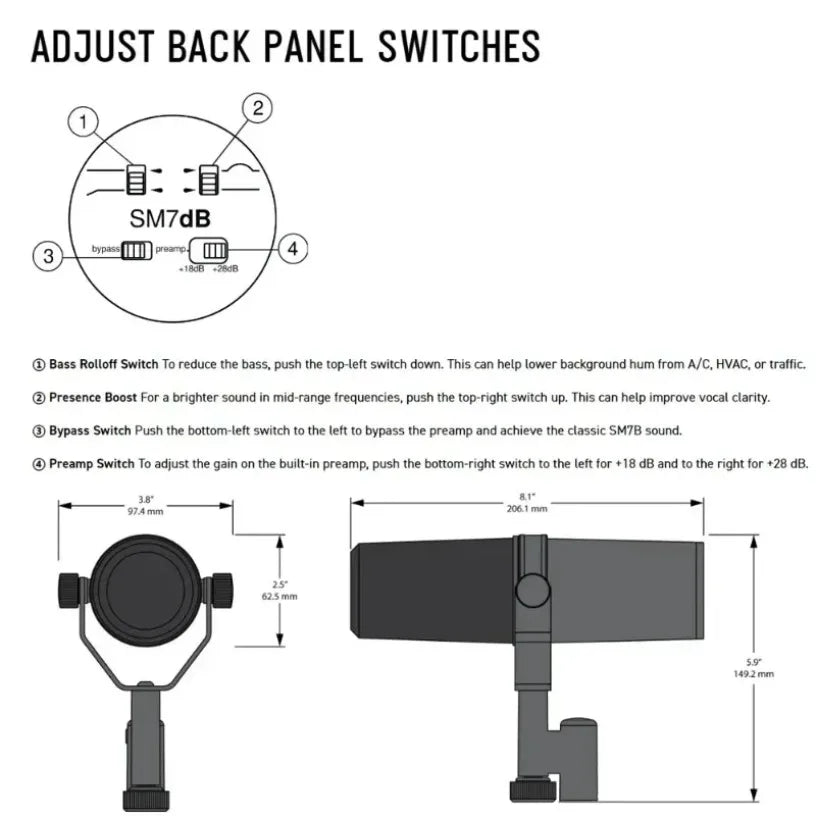 With Built-in Preamp SM7DB Dynamic Microphone For Live Stage Recordin Sm7dB Studio Optional Response Microphone SM7B 7B